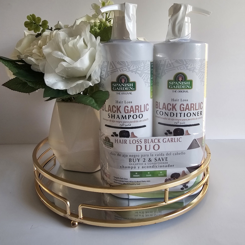 Spanish Garden Hair Loss Black Garlic Duo ,Shampoo 32Fl And Conditioner 32 Fl